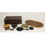 An assortment of items including a number of wooden boxes, a Bakelite trinket box by Lingden, a