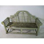 A weathered wooden Lutyens bench A/F, width 165cm