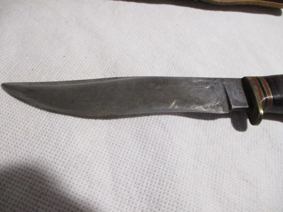 An Underhill & Co. knife in leather sheath along with a Commando style dagger( possibly by William - Image 5 of 10