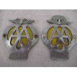 A Malaya AA car badge numbered N10449 along with one other