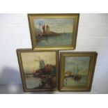 Two Maritime oil paintings and a Dutch scene