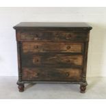 An antique French chest of five drawers