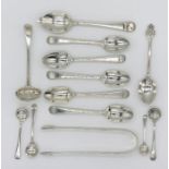 A collection of hallmarked silver spoons, sugar nips etc. total weight 196g