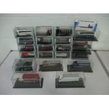 A collection of cased Oxford die-cast transport vehicles including Eddie Stobart Scania "Kimberly