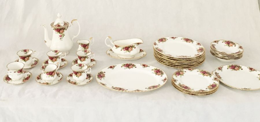 A Royal Albert Country Rose part dinner service