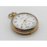 A J W Benson 9ct gold pocket watch with subsidiary second dial