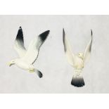 Two ceramic seagull wall ornaments one marked Bretby