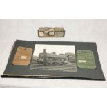 A collection of vintage bus tickets along with a Great Western Railway photograph and two 1920's