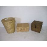 Three wicker laundry/picnic baskets