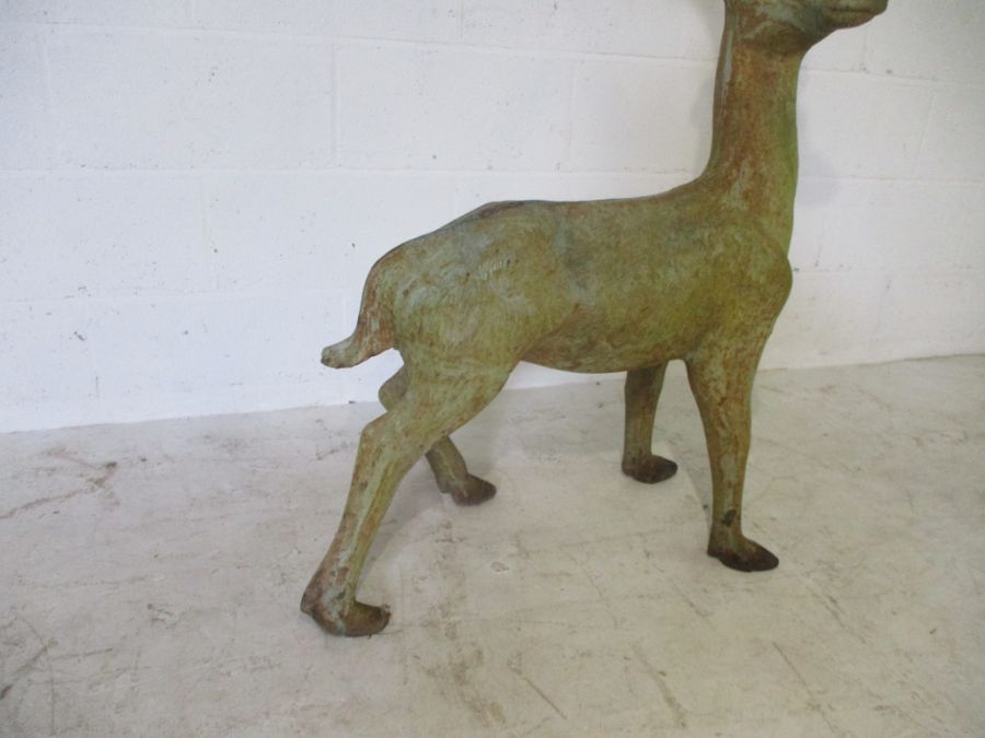 A cast iron model of a stag ( 1 antler missing, 1 ear missing) height 107cm - Image 3 of 5