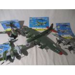 Four Cobi model aircraft including a Boeing B-17G Flying Fortress ( 5703), Messerschmitt BF-110C (