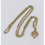 A 9ct gold chain ( weight 6g) with an unmarked yellow metal pendant (weight 1.2g)