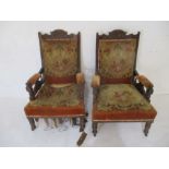 A "His & Hers" pair of Edwardian salon chairs with original upholstery ( 1 A/F)