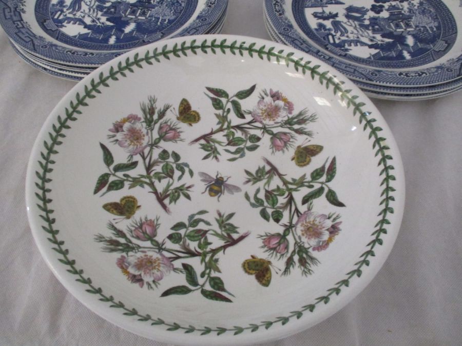 A Portmerion "Botanic Garden" shallow bowl along with a set of 10 Churchill "Willlow" pattern - Image 2 of 7