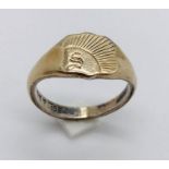 A 9ct gold and silver signet ring