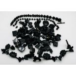 A collection of jet beads, necklace etc.