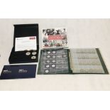 A collection of modern British coinage including commemorative "Victories of Britain" coins, various
