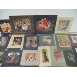 A collection of various sized mounted Beryl Cook prints (12 in total), along with five other prints