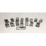 Sixteen Danbury Mint pewter models of vehicles including Mercedes Benz 500-K, Allard J2X, Bugatti