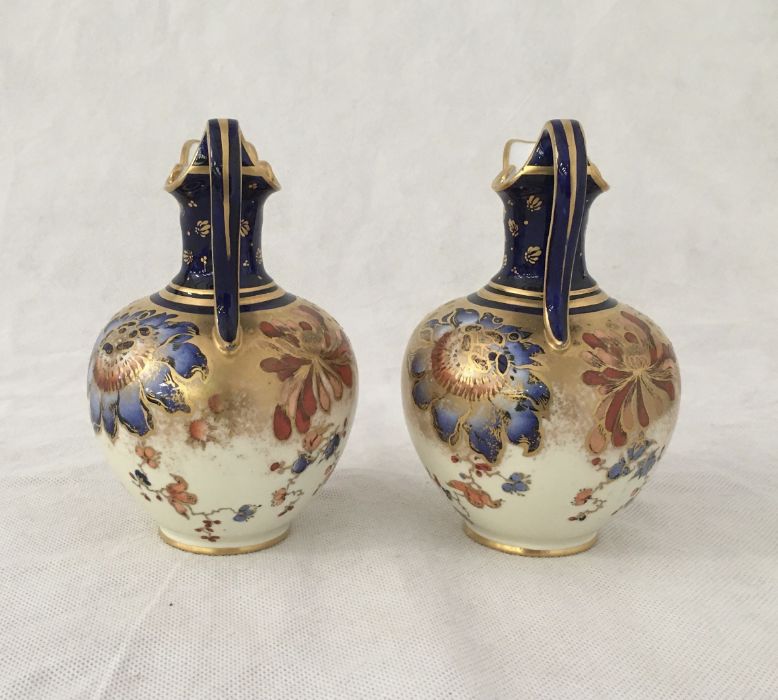 A pair of Royal Crown Derby jugs and vase in the Imari pattern - Image 3 of 13