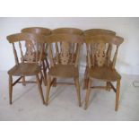 A set of 6 beech country dining chairs