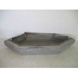A large galvanised planter in the shape of a boat. A/F Length 217cm