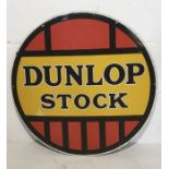 A Dunlop Stock circular enamel sign in excellent condition, 24" diameter.