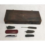 A collection of pocket knives and named case including a number of war era, one marked G Butler,