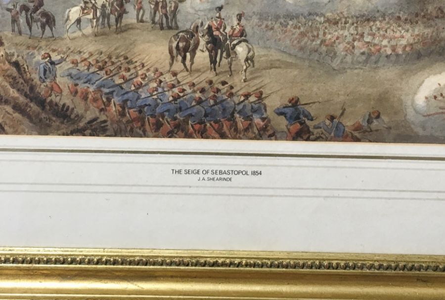 A framed watercolour of "The siege of Sebastopol 1854" by J A Shearinde. (60cm x 80cm) - Image 2 of 3