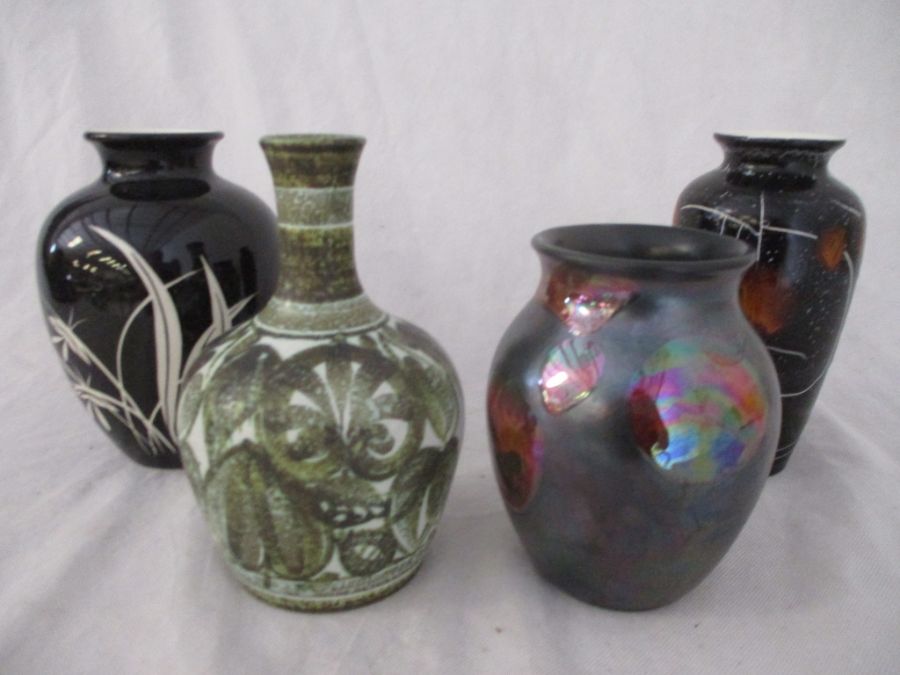 A Denby Glyn Colledge designed vase along with two Poole pottery vases (1 A/F) and one other