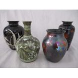 A Denby Glyn Colledge designed vase along with two Poole pottery vases (1 A/F) and one other