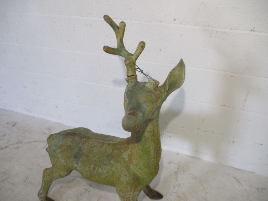 A cast iron model of a stag ( 1 antler missing, 1 ear missing) height 107cm - Image 2 of 5