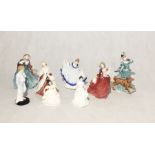 A collection of Royal Doulton figurines including "Lady Charmain", "The Ermine Coat", "Amanda", "