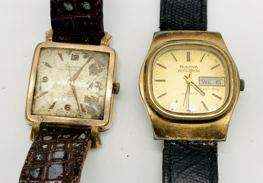 A collection of vintage watches including Pierpoint, Newmark, Bulova etc. in brass bound box - Image 8 of 9