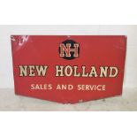 A vintage New Holland tractor metal advertising sign H61cm W91cm