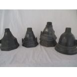 Five cast iron hoppers