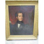 A Victorian oil on canvas unsigned portrait of a gentleman.