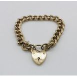 A 9ct gold bracelet with padlock, total weight 41.5g