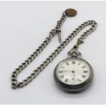 A hallmarked silver pocket watch with SCM Albert