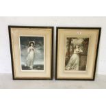 Two framed prints of female portraits, signed Sydney E Wilson