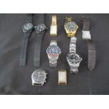 A collection of various watches including a 9ct gold duo dial watch ( A/F), Seiko, Accurist, Casio