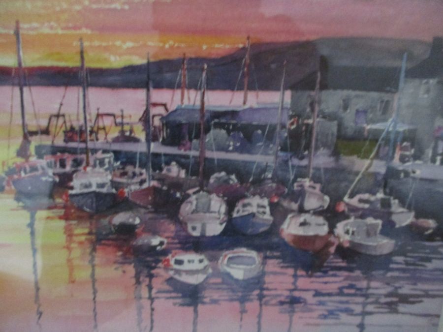 A watercolour " Sunrise, Lyme Regis" by Chris Evans along with two Ltd. edition photographs by - Image 12 of 14