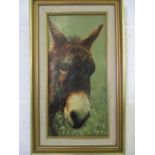 An unsigned oil on board of a Donkey