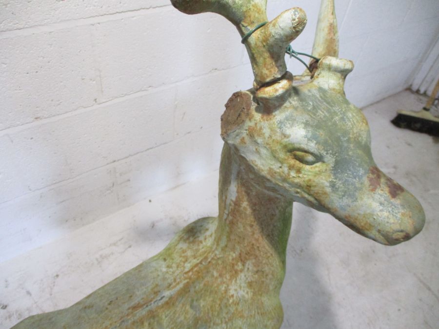 A cast iron model of a stag ( 1 antler missing, 1 ear missing) height 107cm - Image 4 of 5