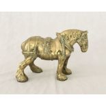 A cast brass figure of a Shire horse, approx 36cm length