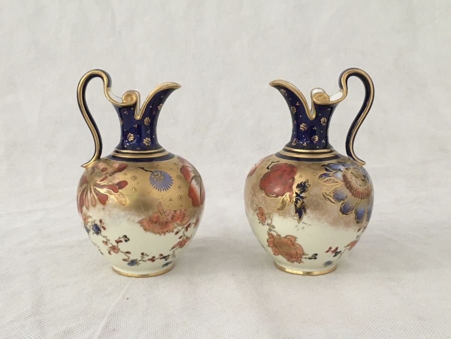 A pair of Royal Crown Derby jugs and vase in the Imari pattern - Image 4 of 13