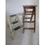 Two small vintage wooden ladders