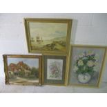 Three oil paintings along with a watercolour