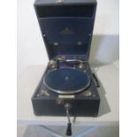 A vintage Decca Salon 75 wind up gramophone, bears the inscription "Manufactured for William V