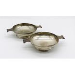 A pair of hallmarked silver two handled porringers, total weight 88g